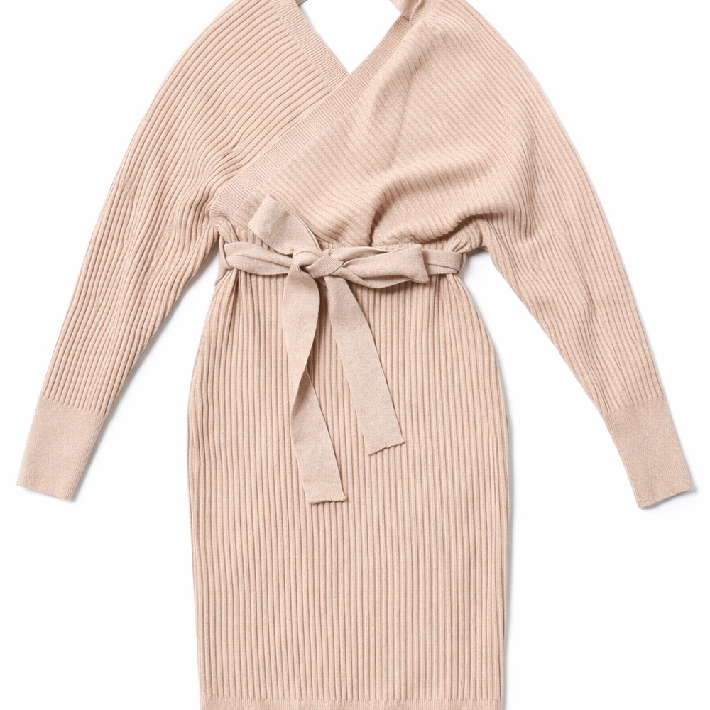 Windsor Ribbed Knit Sweater in Beige